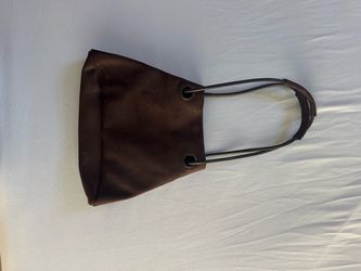 Dark Brown Suede Leather Shoulder Bag