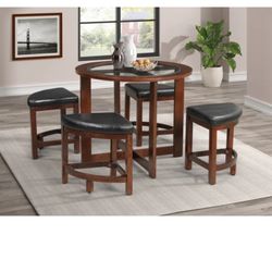 4 Stool Glass Table 