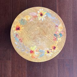 Lazy Susan Wooden With Floral Design Made In India
