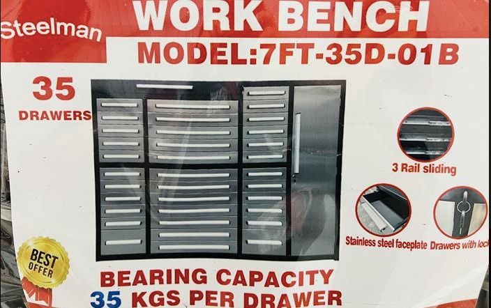 Steelman 7ft Storage Cabinet work bench 35 Drawers 1 Cabinet