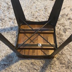   A pair of hard wood stools metal legs 40$ Each 