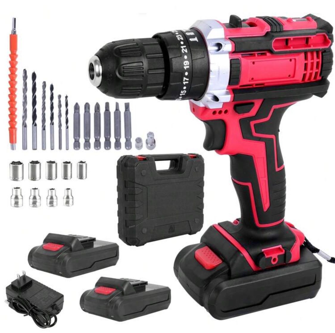 Cordless Drill, 21V Power Drill Set With 1.2Ah Battery, Powerful Torque Of Up To 40N.M, 25+1 Position Electric Drill, 2-Speed Transmission For Screwdr