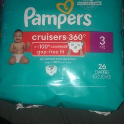 Pampers Cruisers 360 Diapers - Size 3, 26 Count, Pull-On Disposable Baby Diapers, Gap-Free Fit