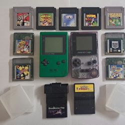 Nintendo Game Boy Color/Purple color& Game Boy Pocket-Green color, with  10 Games,  GameShark Pro for GBC/GBP, Bundle.