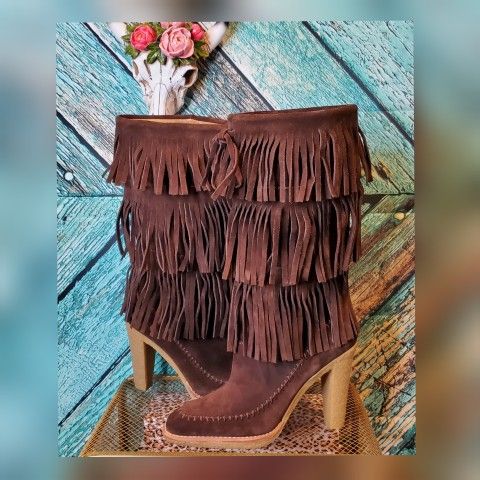 NEW Michael Kors Suede Fringe Boots Size 6.5