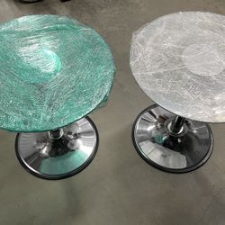 2-Round Glass End Tables (Edges Light Up)