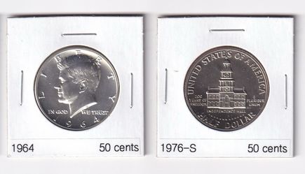 Silver Half Dollar Proof Coins: 1964 & 1976 Bicentennial
