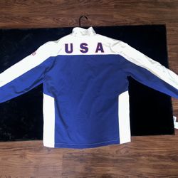 USA Men’s Blue and White Zip-Up Varsity Jacket