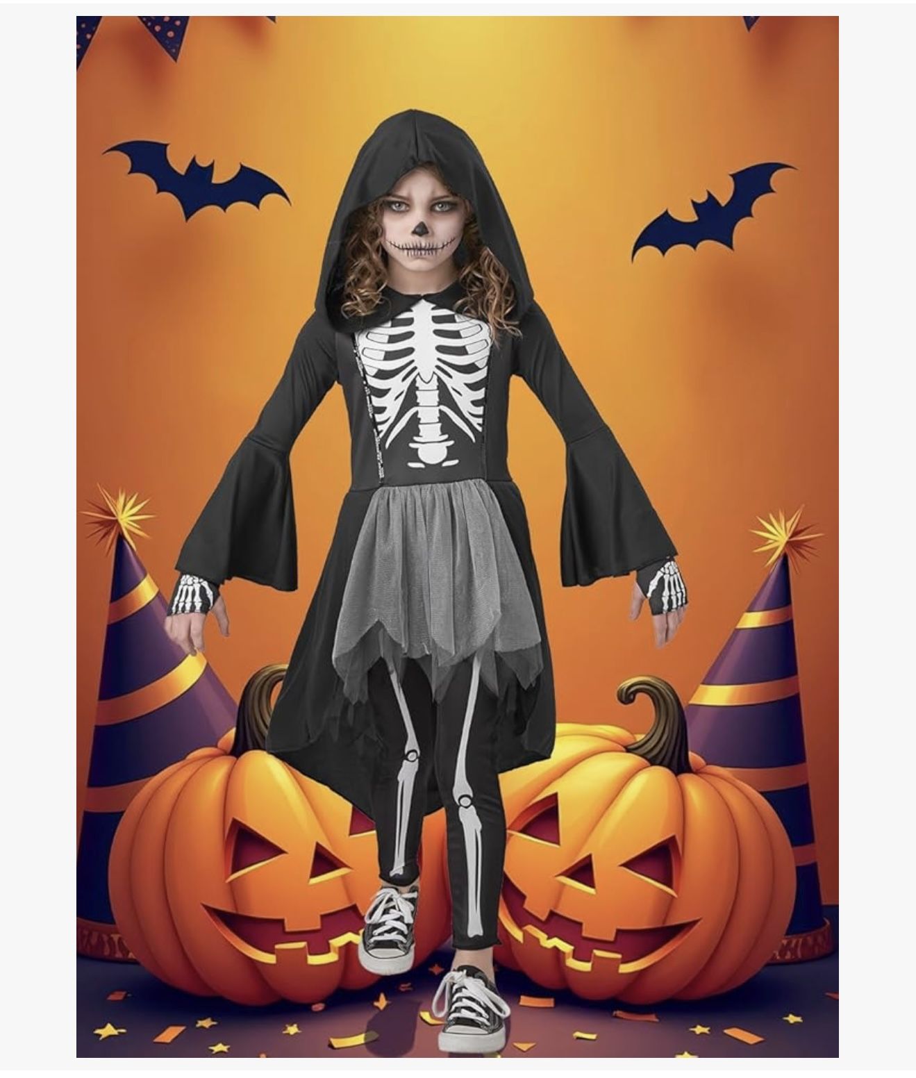 Girls Skeleton Tutu Costume – Size 6-8 