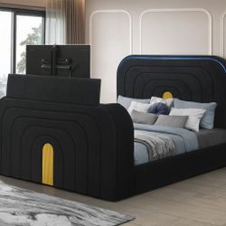 New Bed Black Stand Tv Queen Or King 
