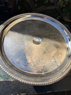 Silver-Plated Round Serving Tray