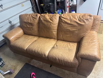 Leather couch and loveseat