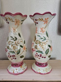 Capriware Hand Painted Floral Vases