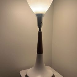 Mid Century Ceramic And Wood Lamp