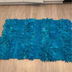 GORGEOUS TURQUOISE RAG RUG-30X50”