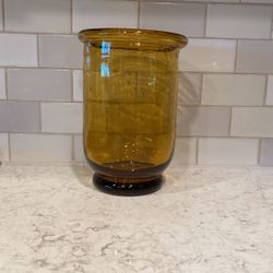 Vintage Hand Blown Amber Glass Bubble Candle Holder/Vase