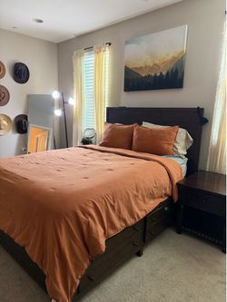 Queen bed frame & 2 night stands
