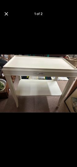Vintage Off White Side Table w/ Low Shelf