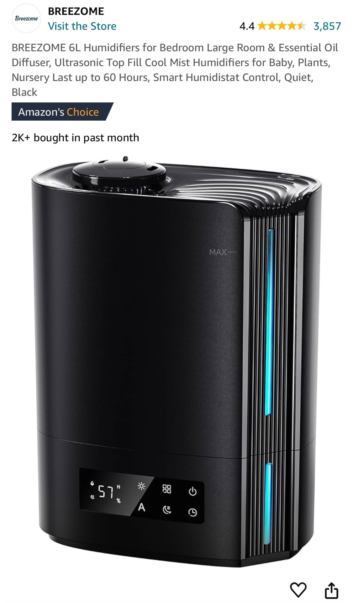 Digital Humidifier With Diffuser