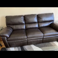 2 Brown Leather Sofas 