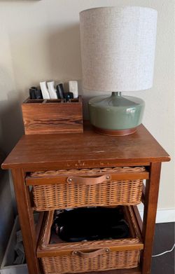 Wicker Basket Side Table/Dresser