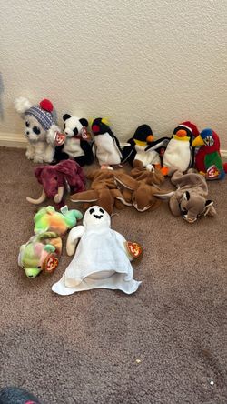 11 beanie babies and 1 beanie boo
