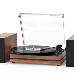 Vintage Record Player with External Speakers Belt-Drive Turntable Vinyl Records Dual Stereo