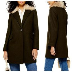 Topshop Fur Monica Collar Coat Jacket
