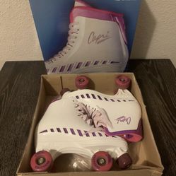 Roller Derby Capri Women’s Sz 9 White Pink Purple Boot Roller Skates Disco 70's
