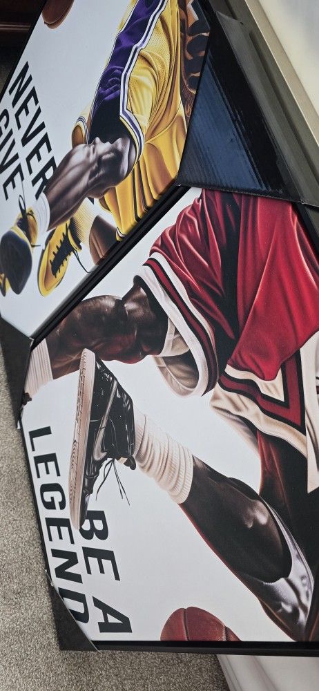 Motivational Sports Wall Art - Set of 2 | "Never Give Up" & "Be A Legend