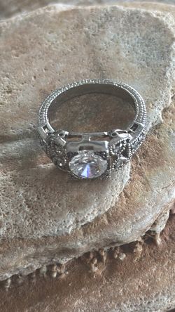 Steeling Silver Art Deco Ring, sz6