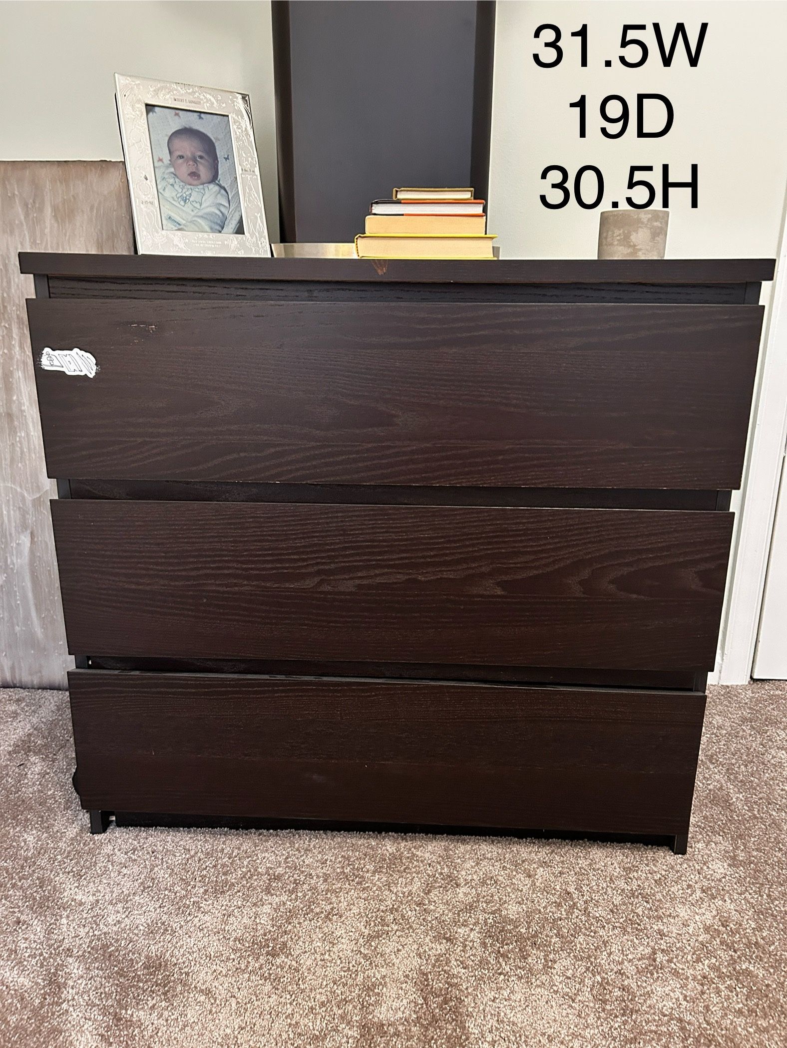 IKEA Malm full bed with 3 drawer dresser and nightstand