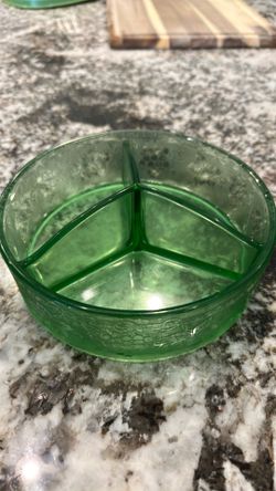 Vintage antique green dish with dividers