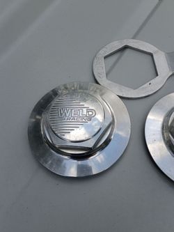 Aluminum weld racing wheel caps and wrench