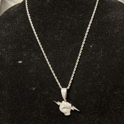 925 Sterling Silver Fist Lightning (color D VVS Moissanite Diamond) - 24in chain