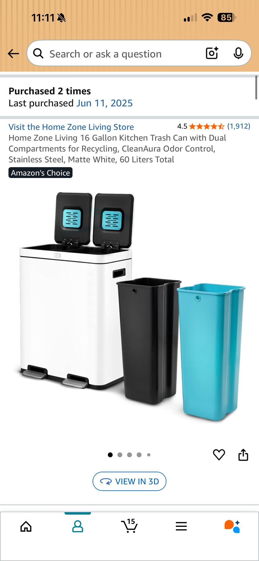 Brand New 16 Gallon Dual Kitchen Trash Can