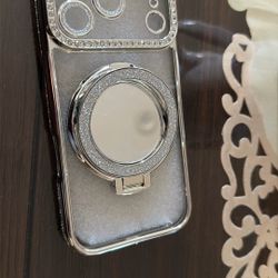New Elegant Creative Make Up Mirror & Ring Holder Case For iPhone 17pro , $15