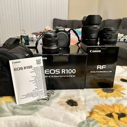 Canon EOS R100 Camera Bundle. RF 24MM and RF 50MM Lenses – Excellent Condition