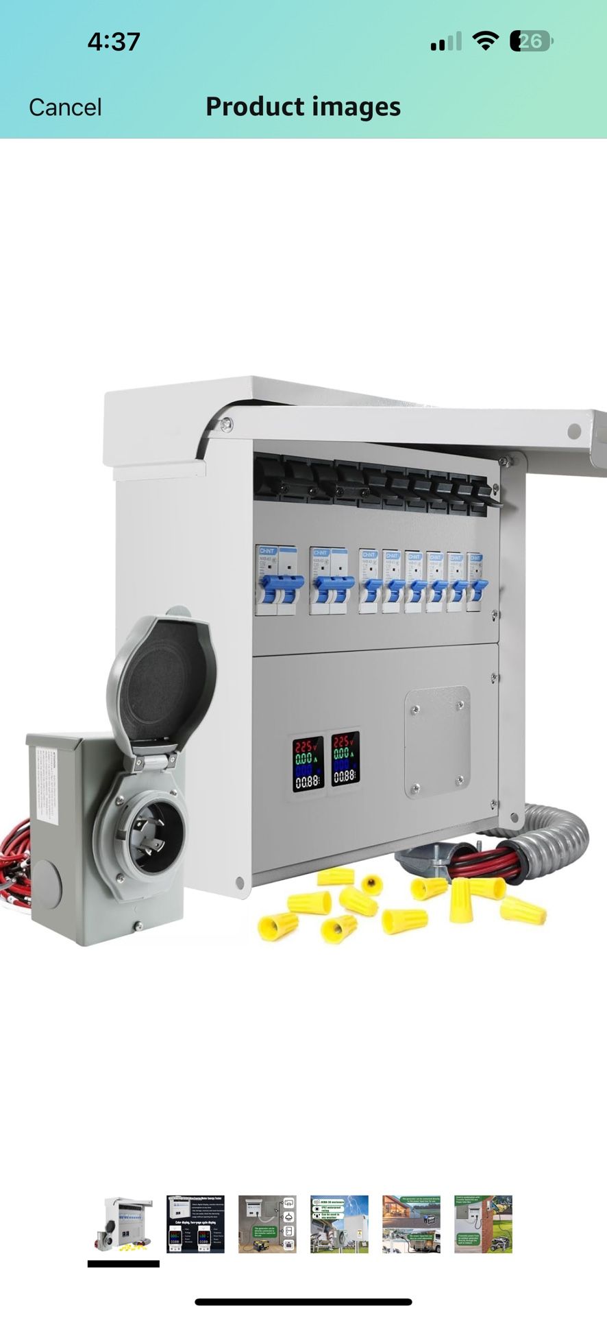 Upgrade 50A 10 Circuit Transfer Switch with 2 Digital Display Energy Meter with L14-50p Optional Power Inlet, IP 67 Waterproof, Pre-Wired, Transfer Sw
