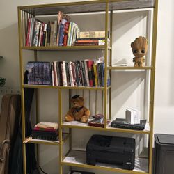 White and Gold Faux Marble Bookshelf