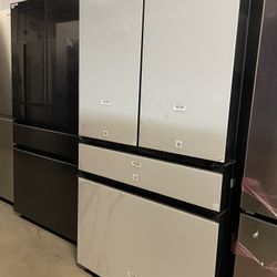 ❄️NEW Samsung BESPOKE 29 cu.ft 4-Door French Door Smart Refrigerator with Beverage Center White Glass