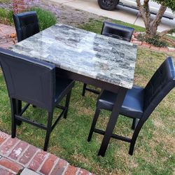 Black And Marble Medium Size Dining Table 