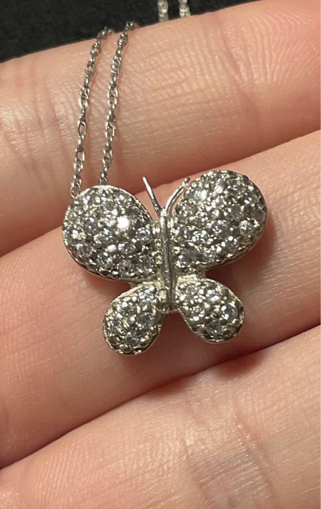Sterling Silver CZ Butterfly Pendant and Chain
