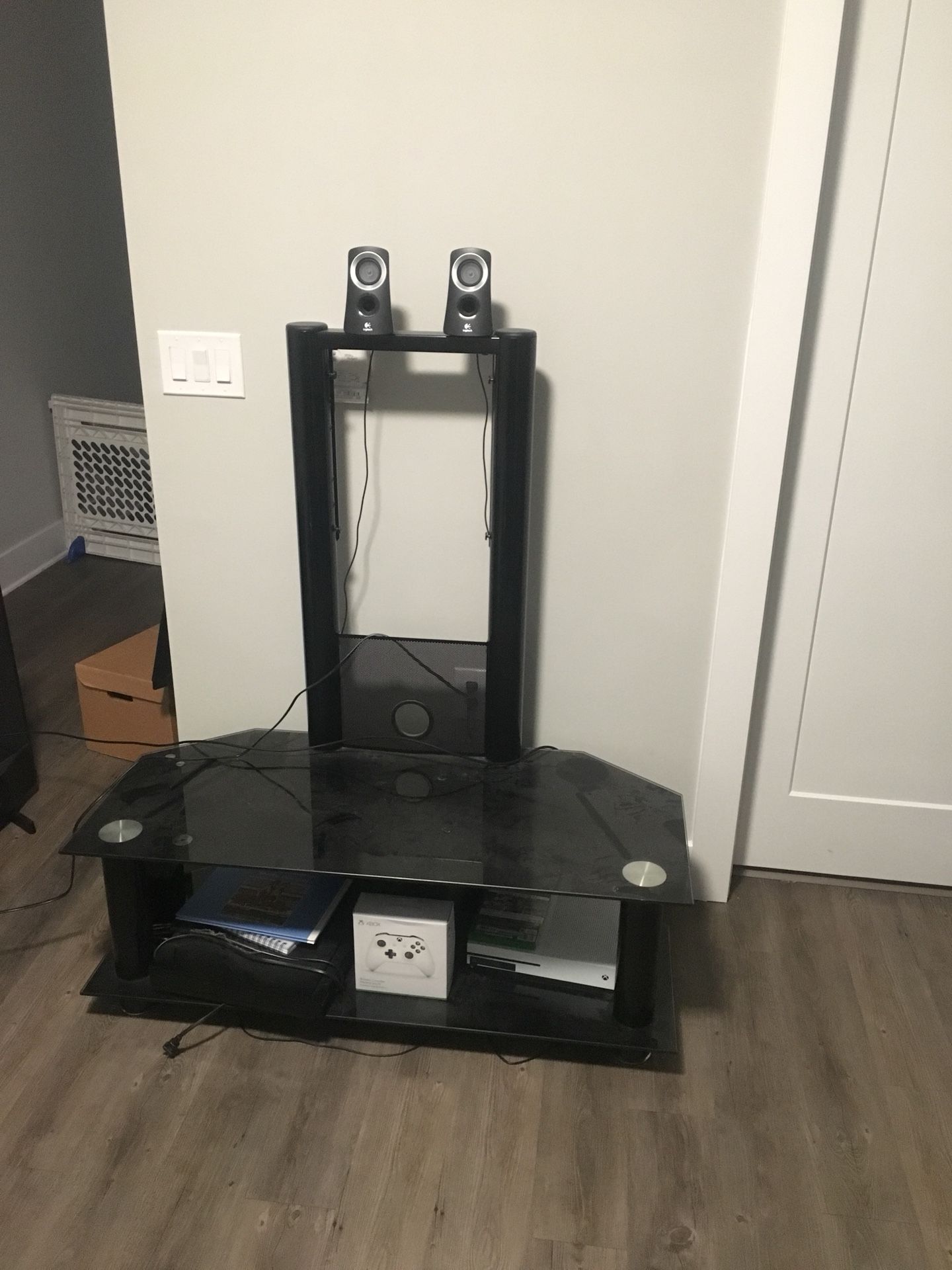 PRICE DROP Black Glass Entertainment Center TV Stand