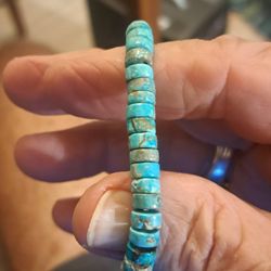 Turquoise Beaded Bracelet With Natural Stone