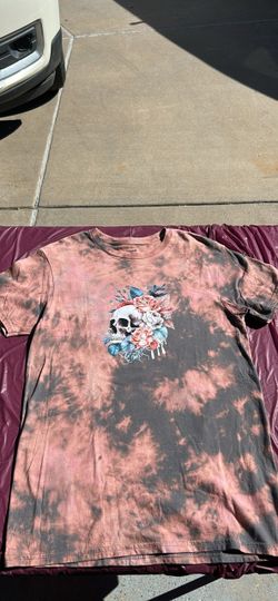 Tie-Dye Floral Skull Graphic T-Shirt