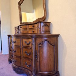 Nine Drawer Brown Wood Dresser