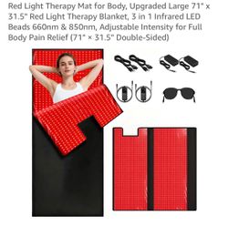 Red Light Therapy Mat for Body, Upgraded Large 71" x 31.5" Red Light Therapy Blanket, 3 in 1 Infrared LED Beads 660nm & 850nm, Adjustable Intensity fo