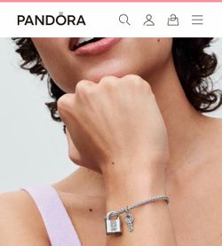 Pandora bracelet + Padlock and Key Dangle Charm Sterling silver