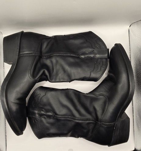 Steve Madden Blk Leather Boots Sz 9.5 Women